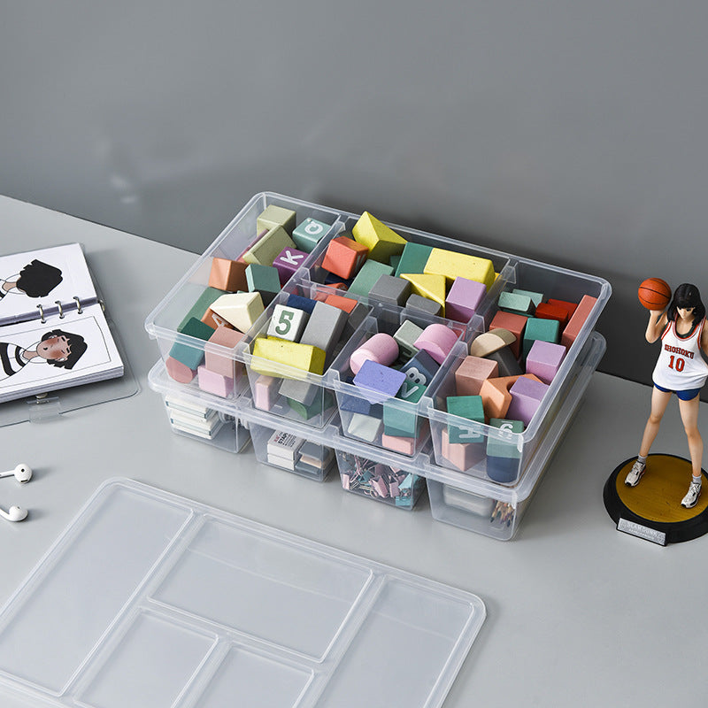 Clear organizer box ideal for office supplies storage