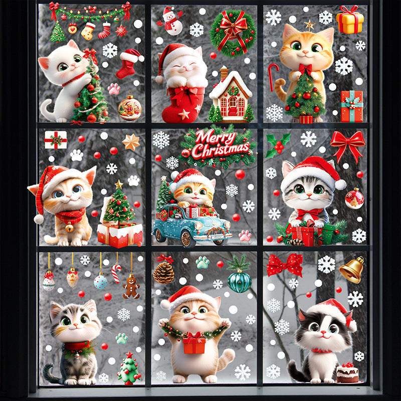 Charming cat stickers for holiday windows