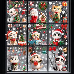 Charming cat stickers for holiday windows