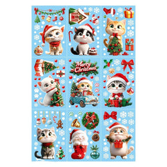 Cute design of cat window sticker with snowflakes