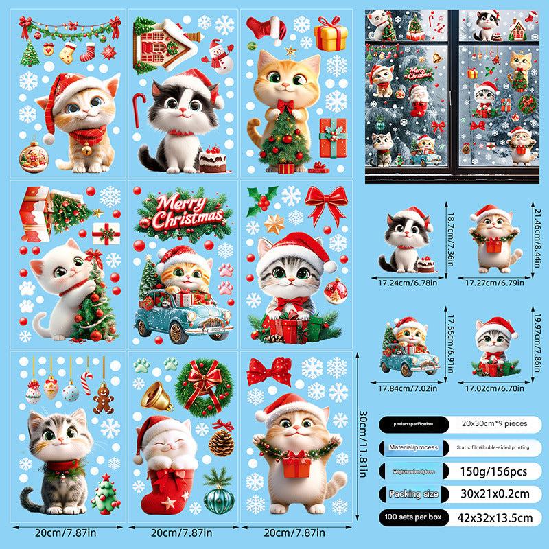 Various cat window clings for festive decor