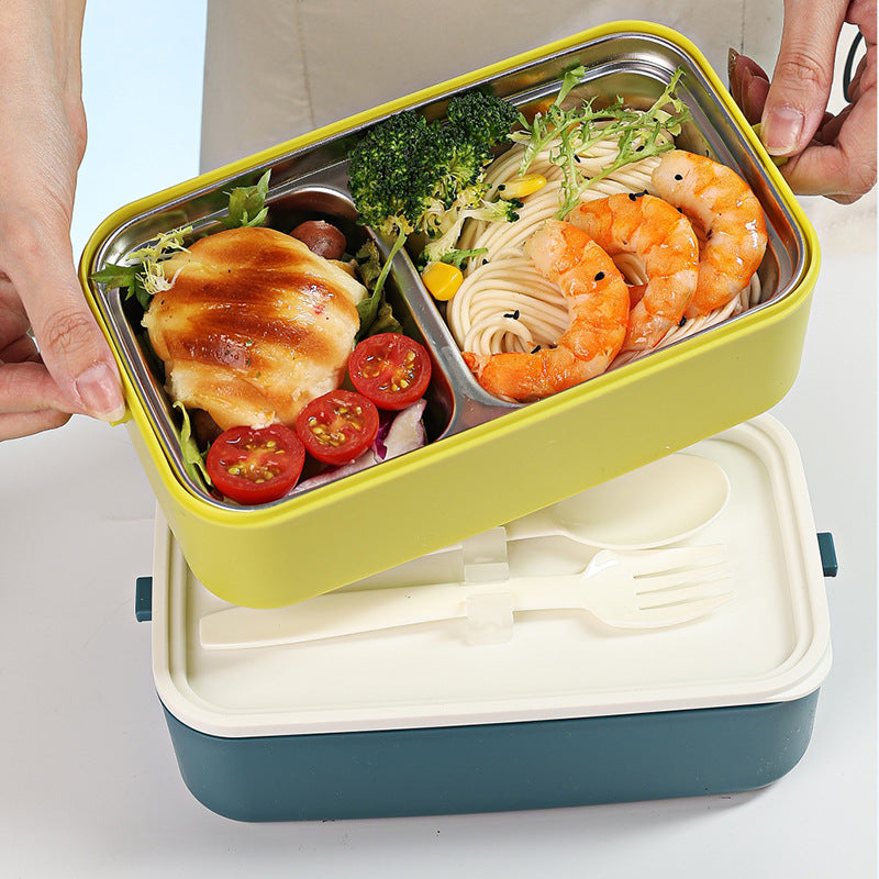 Portable Double-Layer Stainless Steel Lunch Box opened