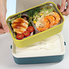 Portable Double-Layer Stainless Steel Lunch Box opened