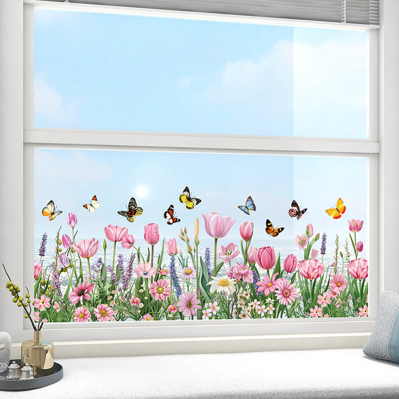 Colourful static cling butterflies on window 3