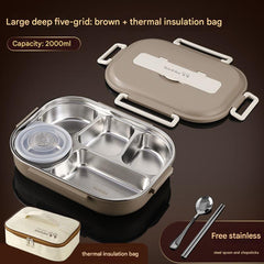 opened stainless steel lunch container