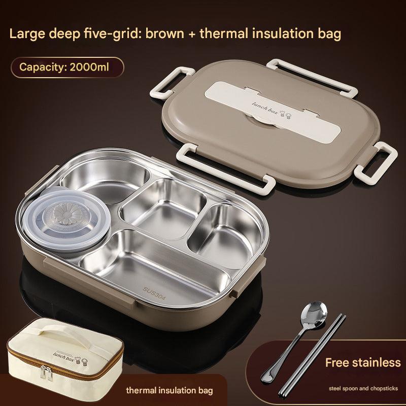 opened stainless steel lunch container