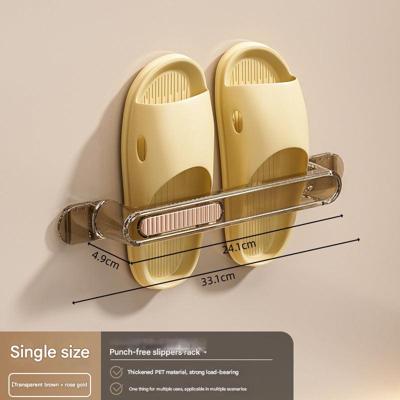 No drill installation bathroom rack holding slippers