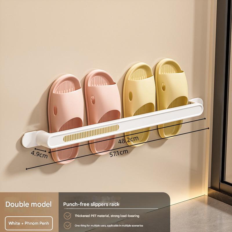 Space-saving wall rack for organised slippers