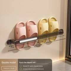 No drill installation bathroom rack holding slippers
