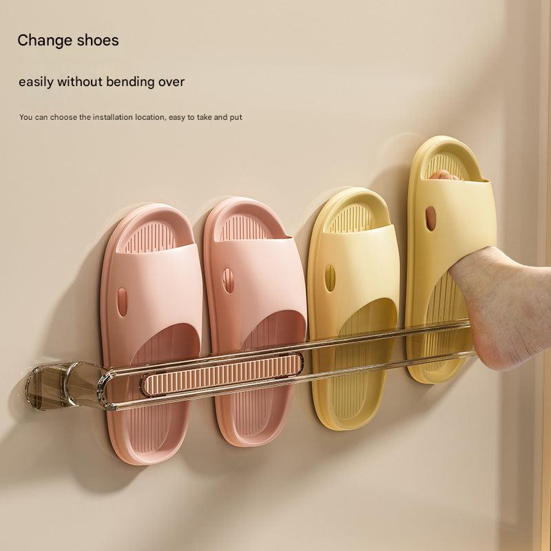 No drill installation bathroom rack holding slippers