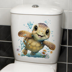 Colorful turtle sticker for kids bathroom image 2