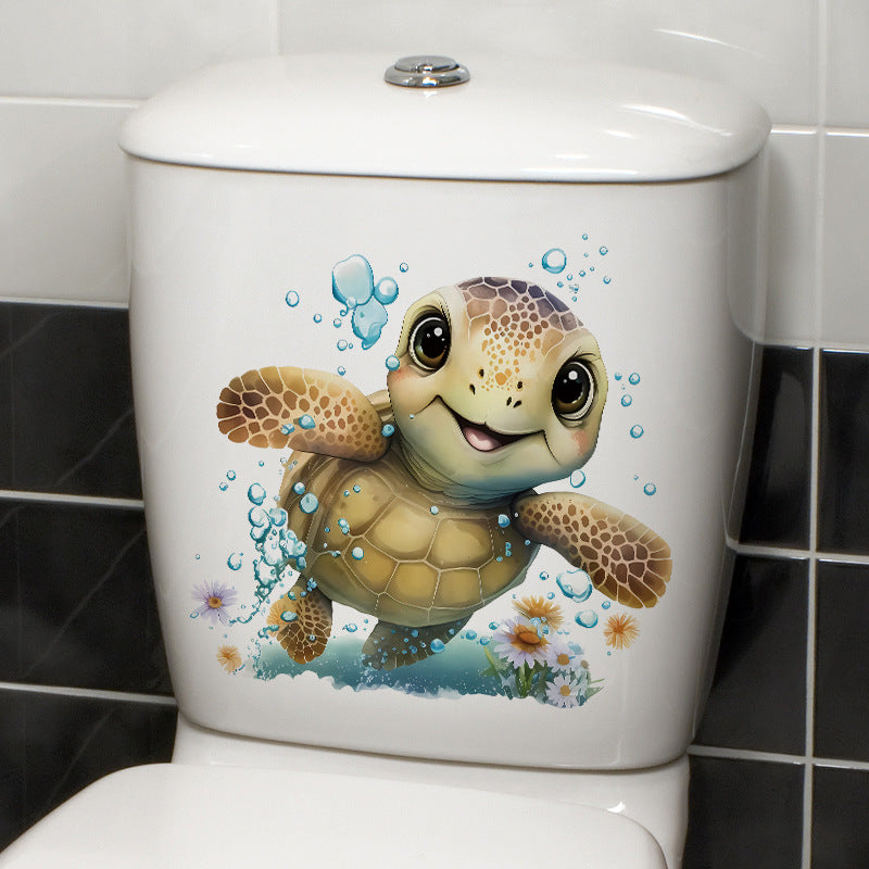 Colorful turtle sticker for kids bathroom image 2