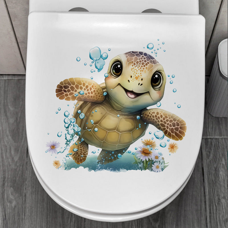 Cute turtle stickers on toilet image 3
