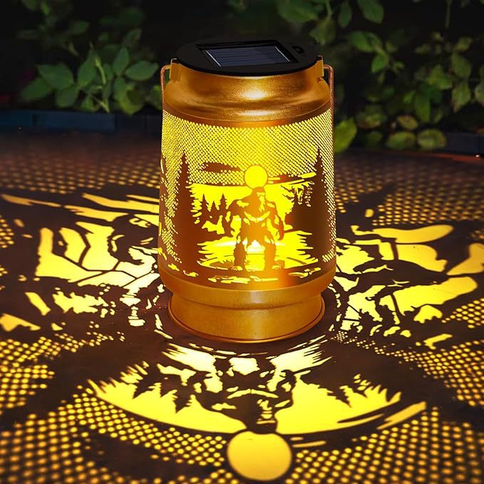 Beautiful solar-powered hummingbird lantern