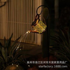 Solar outdoor light installed in garden