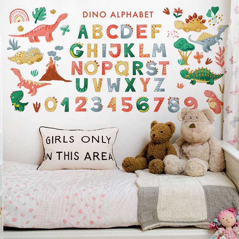 Colourful dinosaur alphabet wall decal image