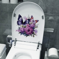 Installation of butterfly toilet sticker in bathroom