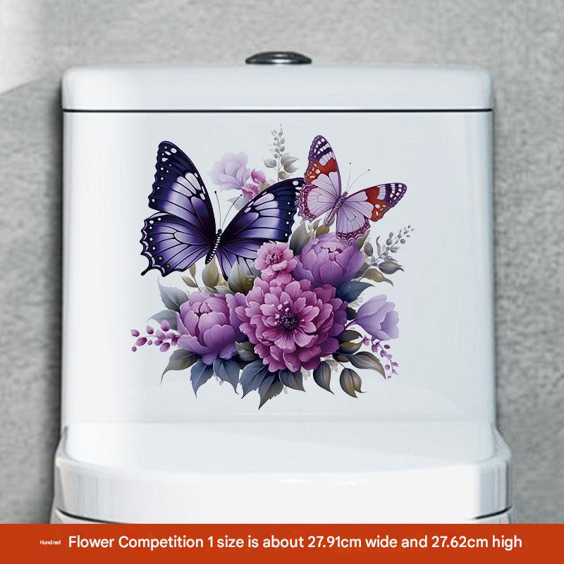 Butterfly toilet sticker application process
