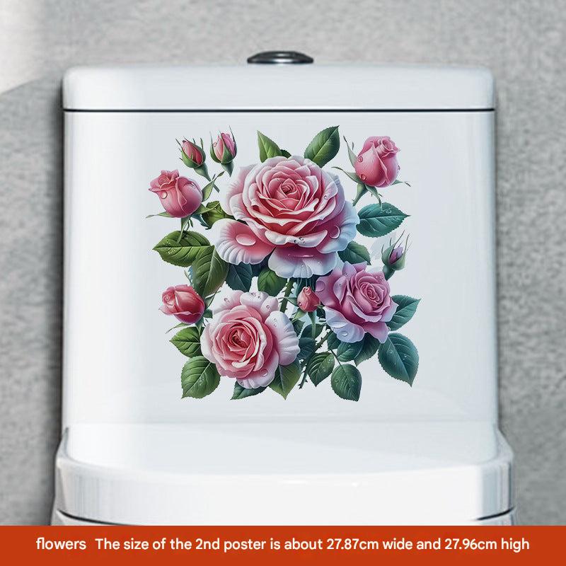 Decorated bathroom featuring butterfly stickers