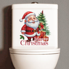 cheerful Christmas bathroom decor featuring Santa