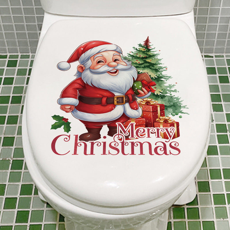 water-resistant festive toilet decal design