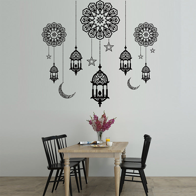 Creative arrangement of wall stickers in a room