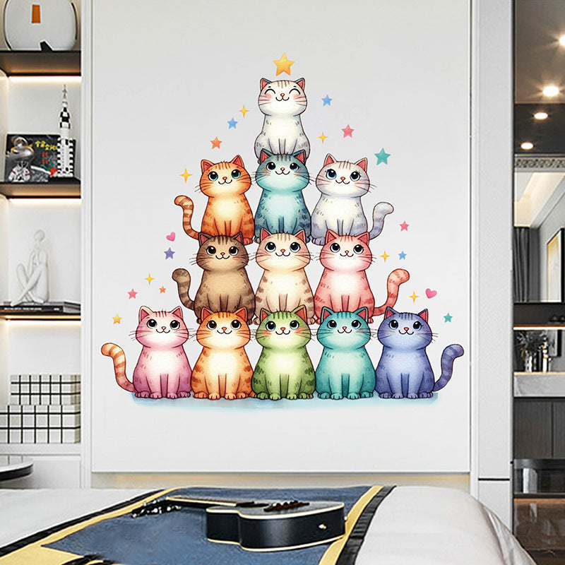 Adorable cat wallpaper in a playroom