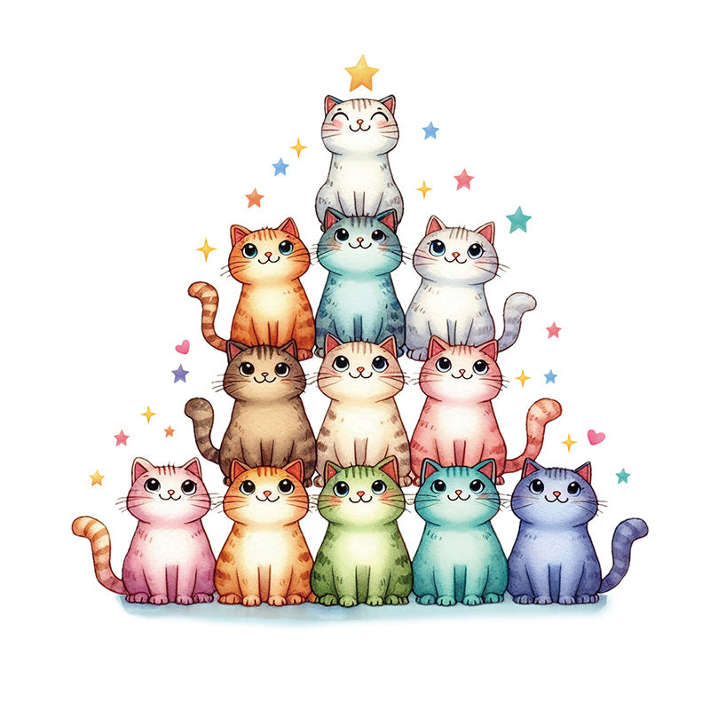 Cute cat stickers applied to a children's wall
