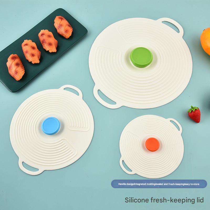 Set of reusable silicone lids for food storage