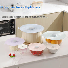 Dishwasher safe silicone food covers displayed