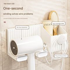 Close-up view of hair dryer holder attachment
