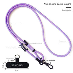Different colours of mobile phone lanyards displayed