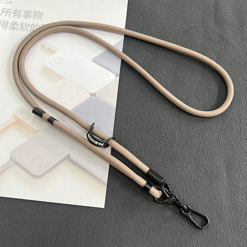 Different colours of mobile phone lanyards displayed