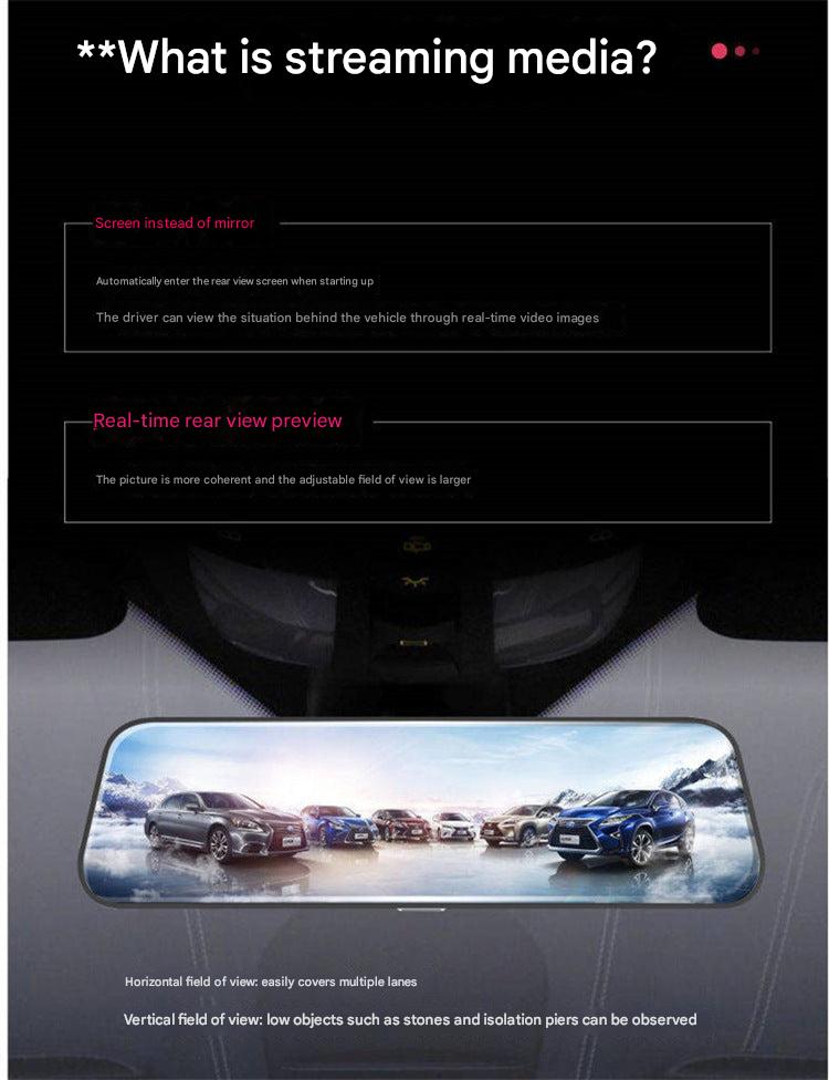 User interacting with the touchscreen dash cam