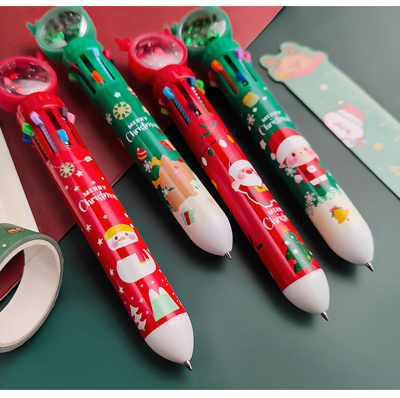 Decorated Christmas stationery featuring multicoloured pens