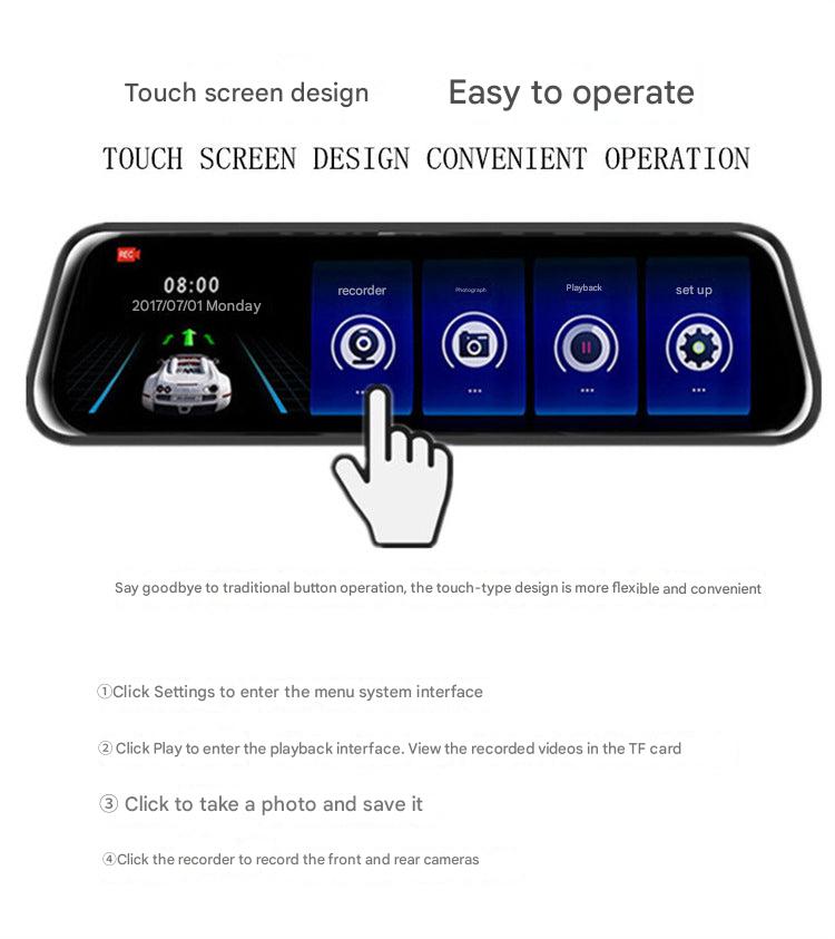 Overall display of 10-inch dual lens dash cam