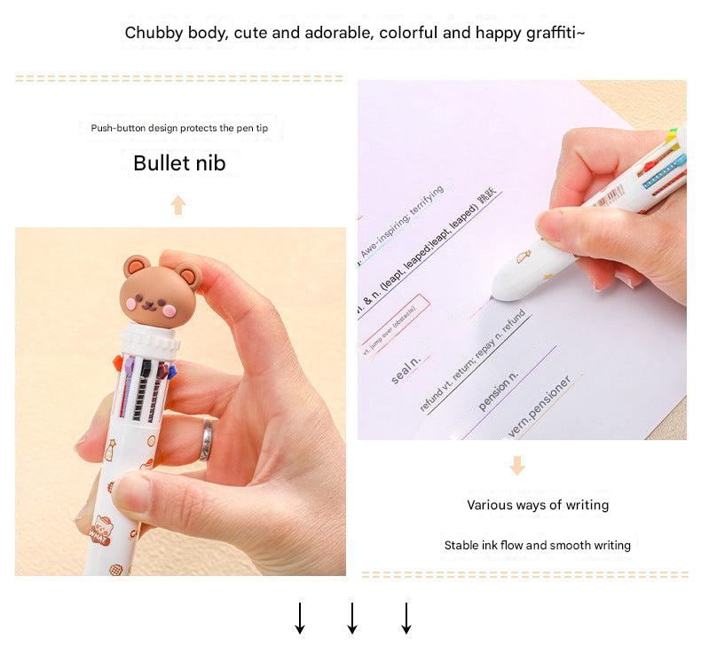 image of 10-colour retractable pen set
