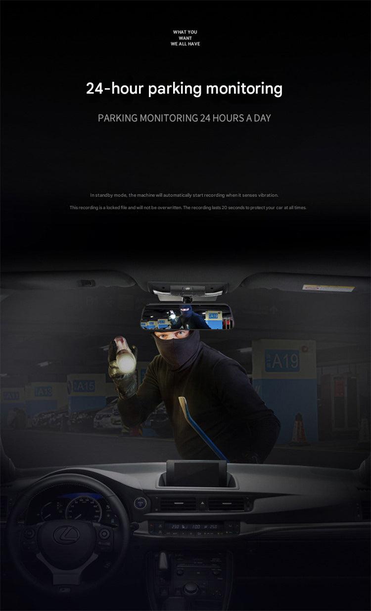 Close-up of dash cam controls and settings