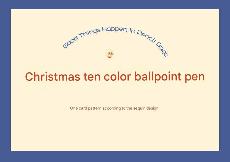 Retractable pens with festive designs on white background