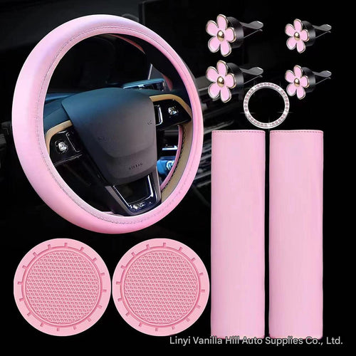10-piece car accessory set with steering wheel cover