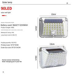 100 LED solar wall light in garden setting