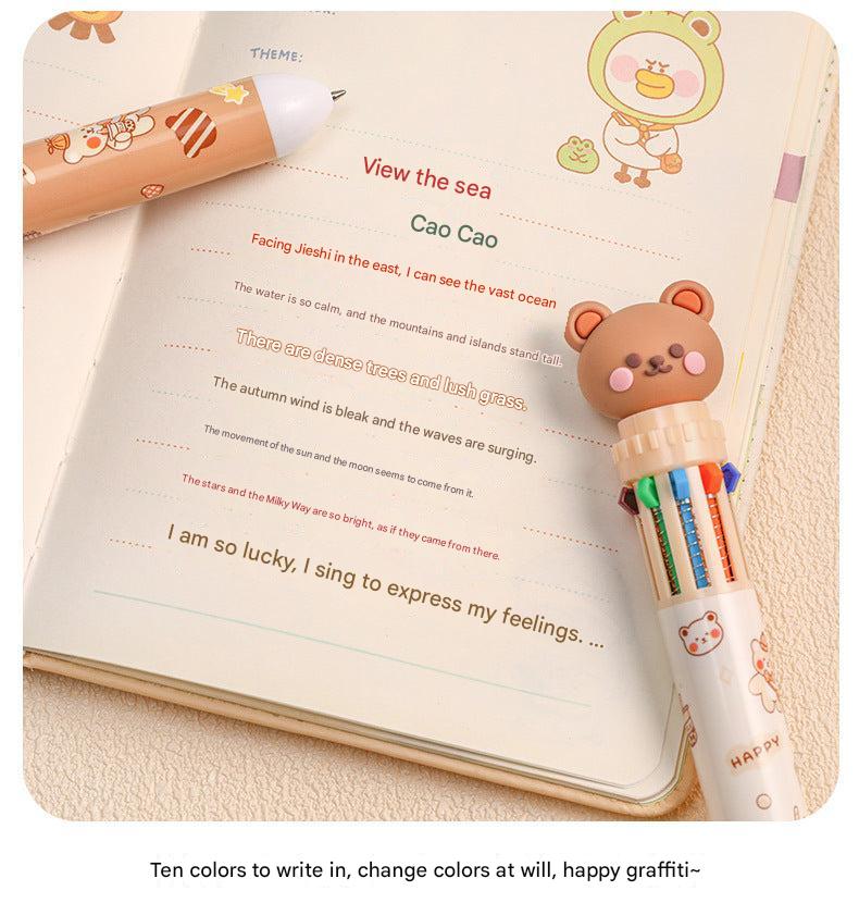 close-up of cartoon-themed ballpoint pens