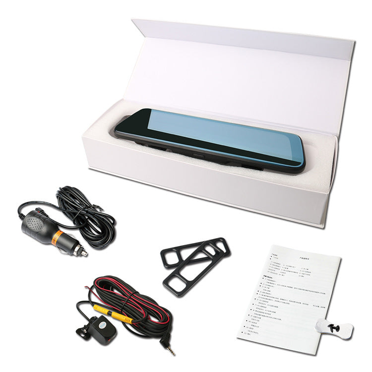 User interacting with the touchscreen dash cam