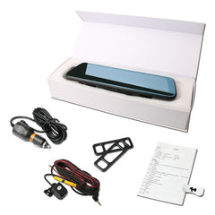 User interacting with the touchscreen dash cam