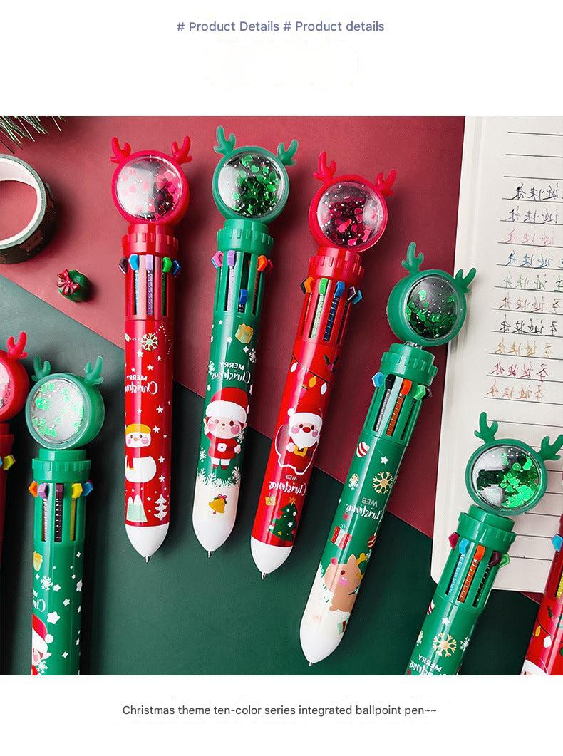 Decorated Christmas stationery featuring multicoloured pens
