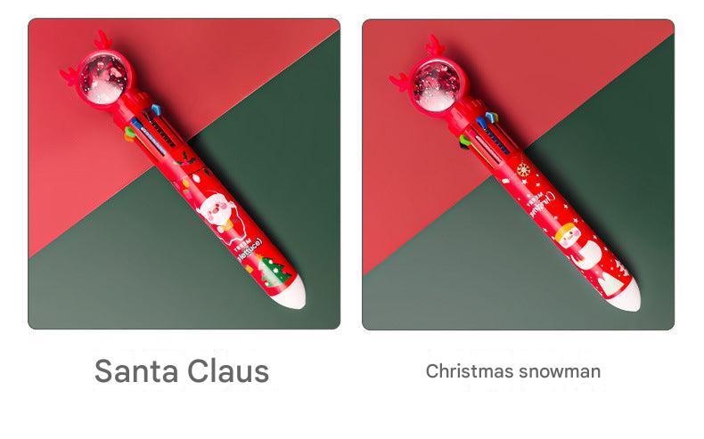 Creative uses of holiday-themed pens on a desk